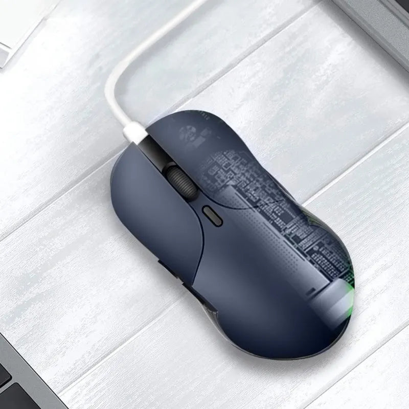 Blue wireless voice translation mouse with 2.4G connectivity and voice control button