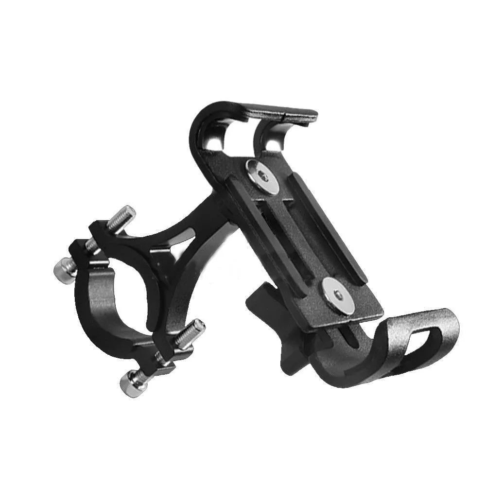 Bicycle aluminum alloy phone holder mounted on handlebar, 360 rotatable, fits 3.5-6.5 inch phone