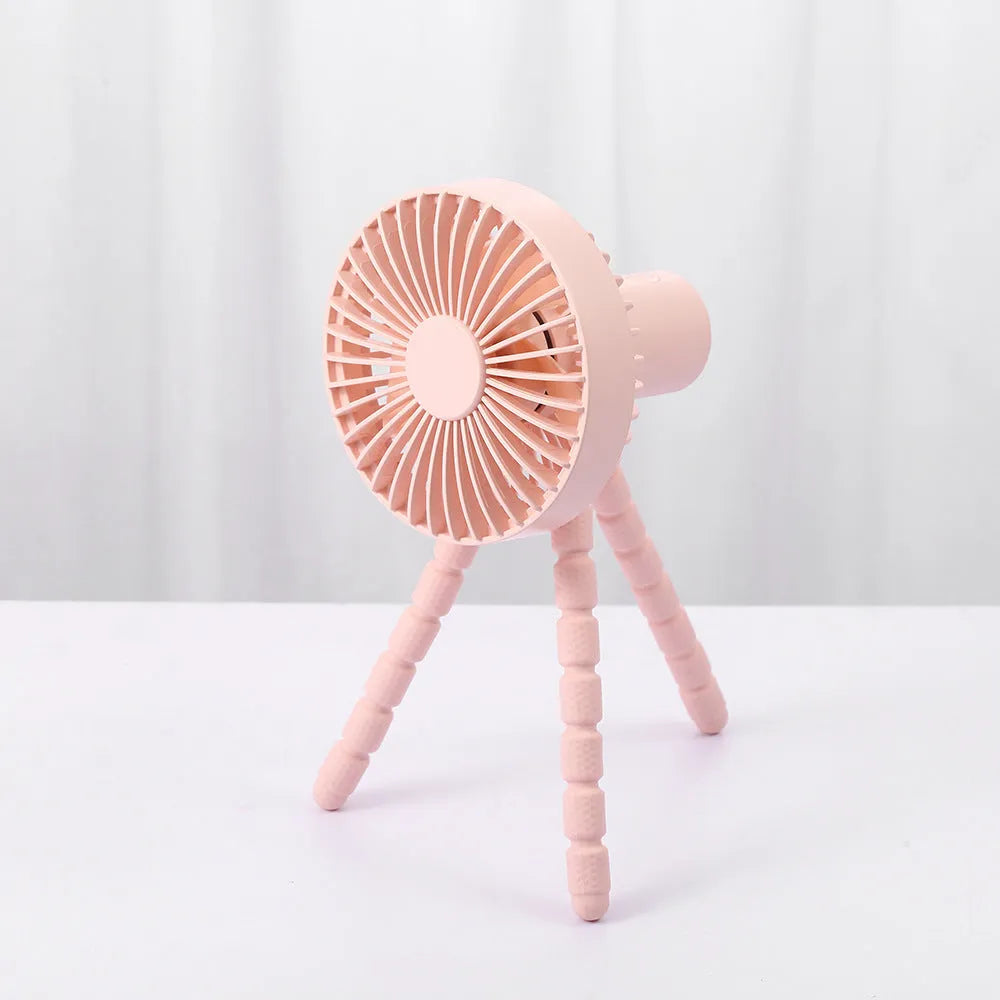 Small USB desk fan with adjustable octopus tripod legs and bendable head in multiple colour options