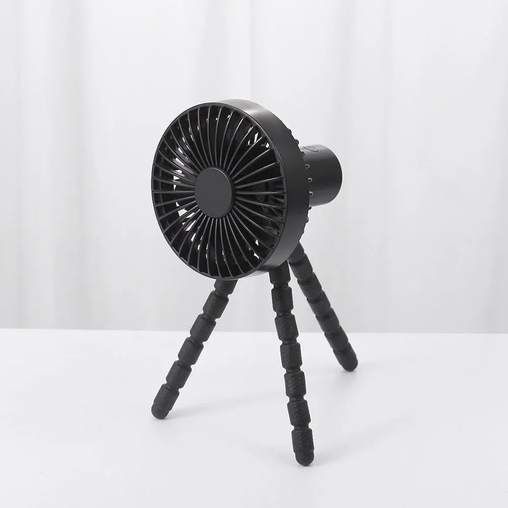Small USB desk fan with adjustable octopus tripod legs and bendable head in multiple colour options