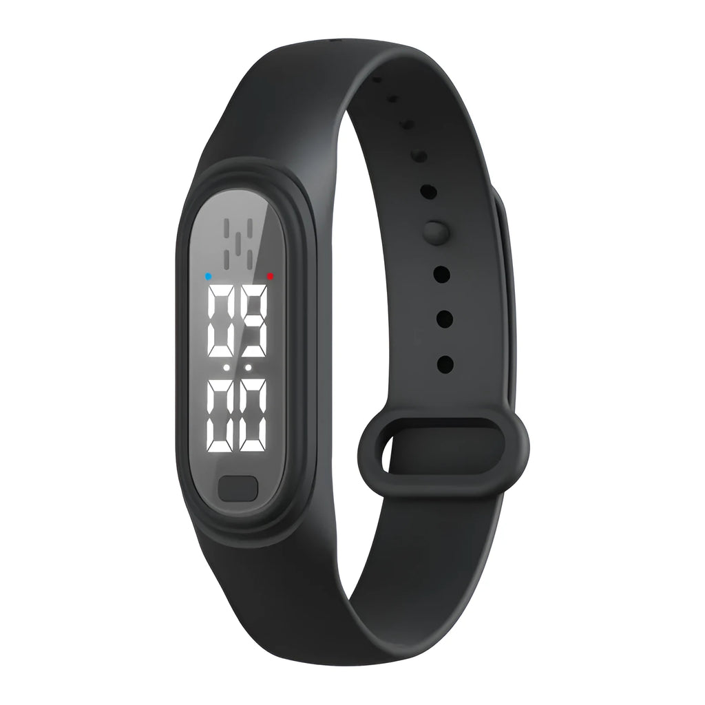 Ultrasonic electronic watch mosquito repellent device with anti-mosquito bracelet in black, white, blue, and pink colour options