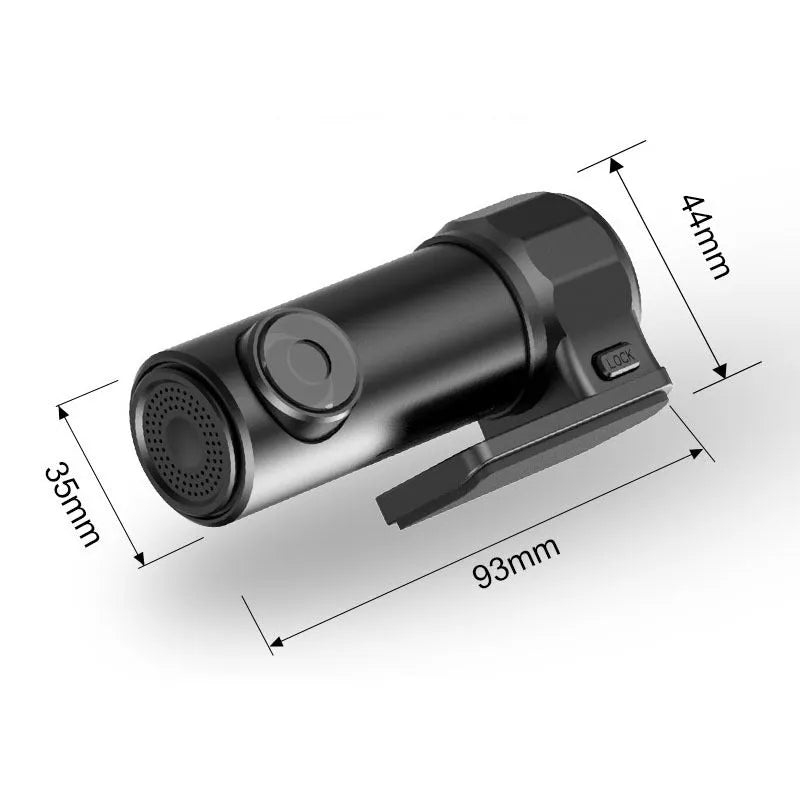 Black mini HD USB dash camera for auto and motorcycle windshield mount with 5MP resolution