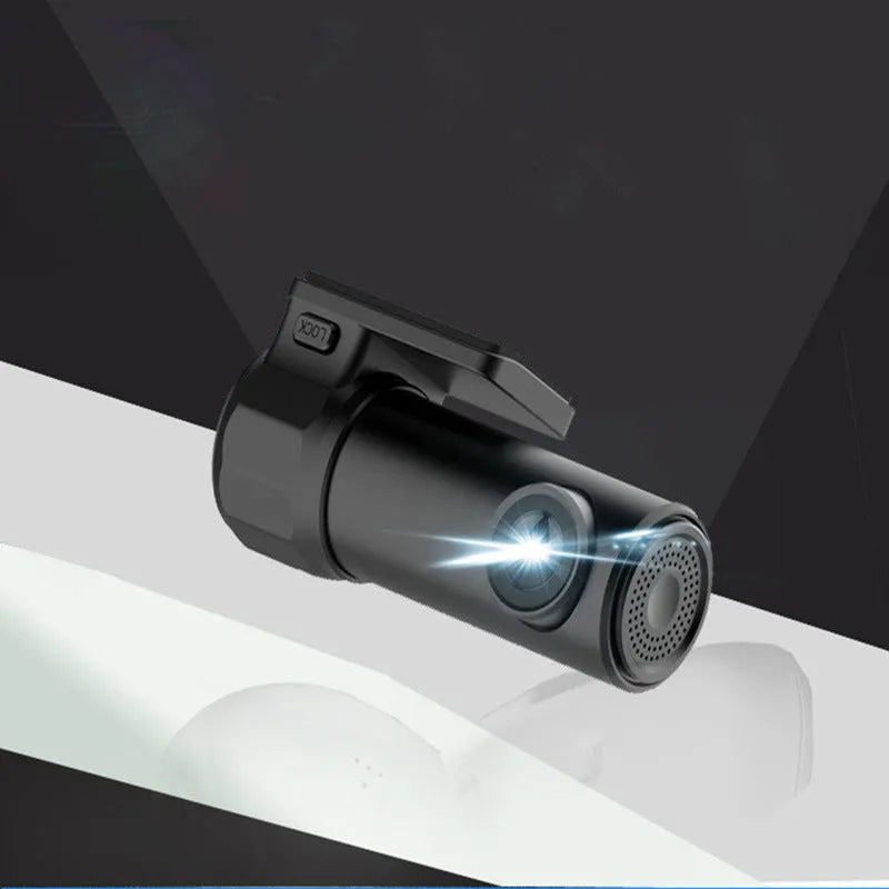 Black mini HD USB dash camera for auto and motorcycle windshield mount with 5MP resolution