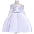 Girls simple style dress with lace features in colours red, pink, white, or green.