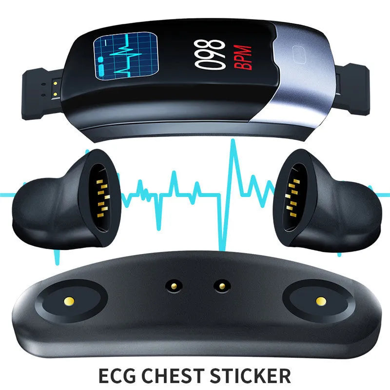 Smart fitness bracelet with heart rate monitor, waterproof to 30 metres in black, blue and red colours