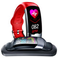 Smart fitness bracelet with heart rate monitor, waterproof to 30 metres in black, blue and red colours