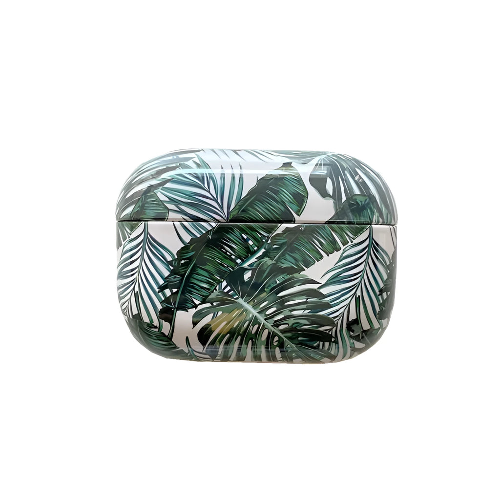 Banana leaves tropical design TPU protective case for Apple AirPods in blue and green colours