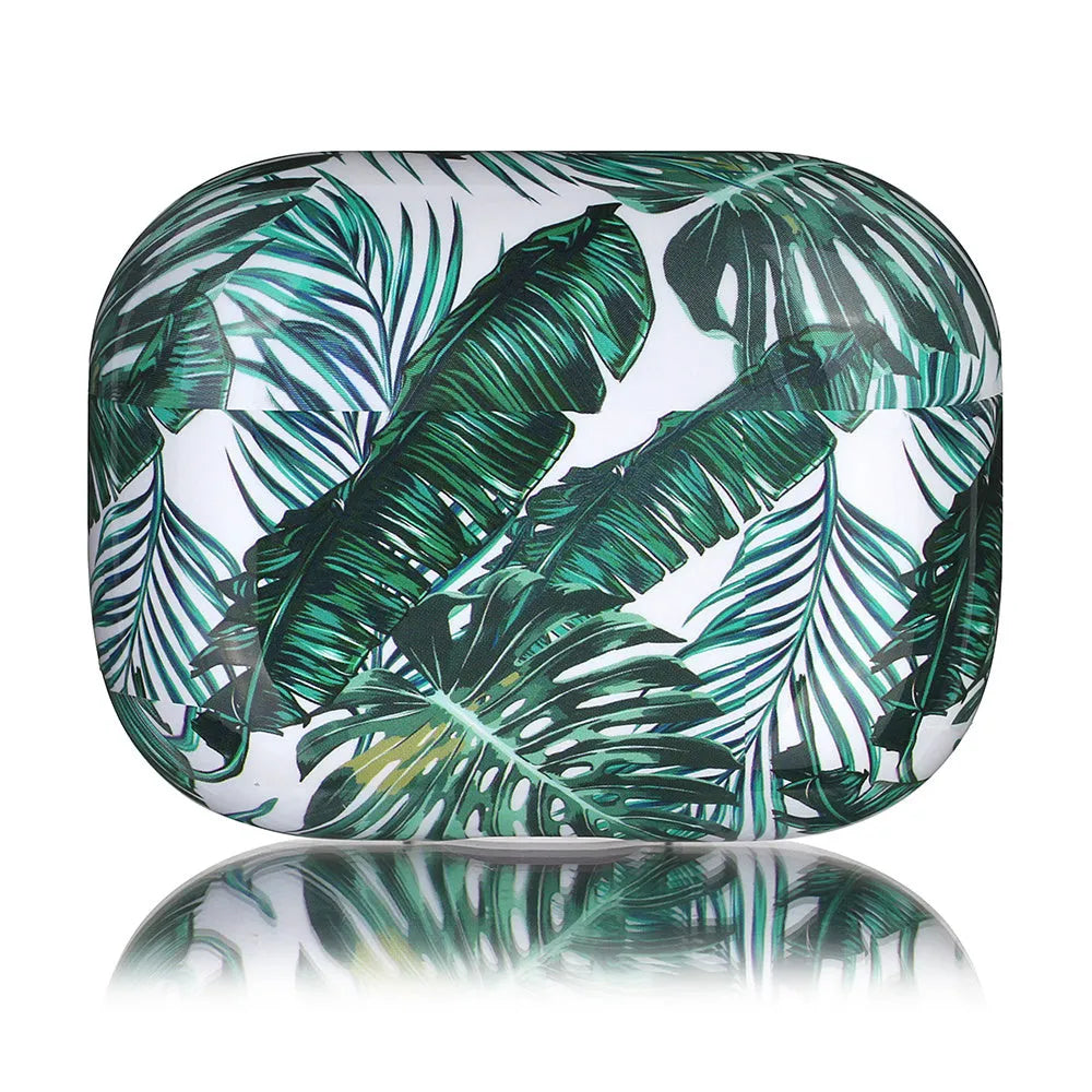 Banana leaves tropical design TPU protective case for Apple AirPods in blue and green colours