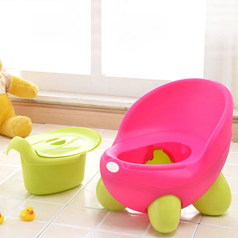Dandan cartoon-style baby training toilet and stool in one of six available colours.
