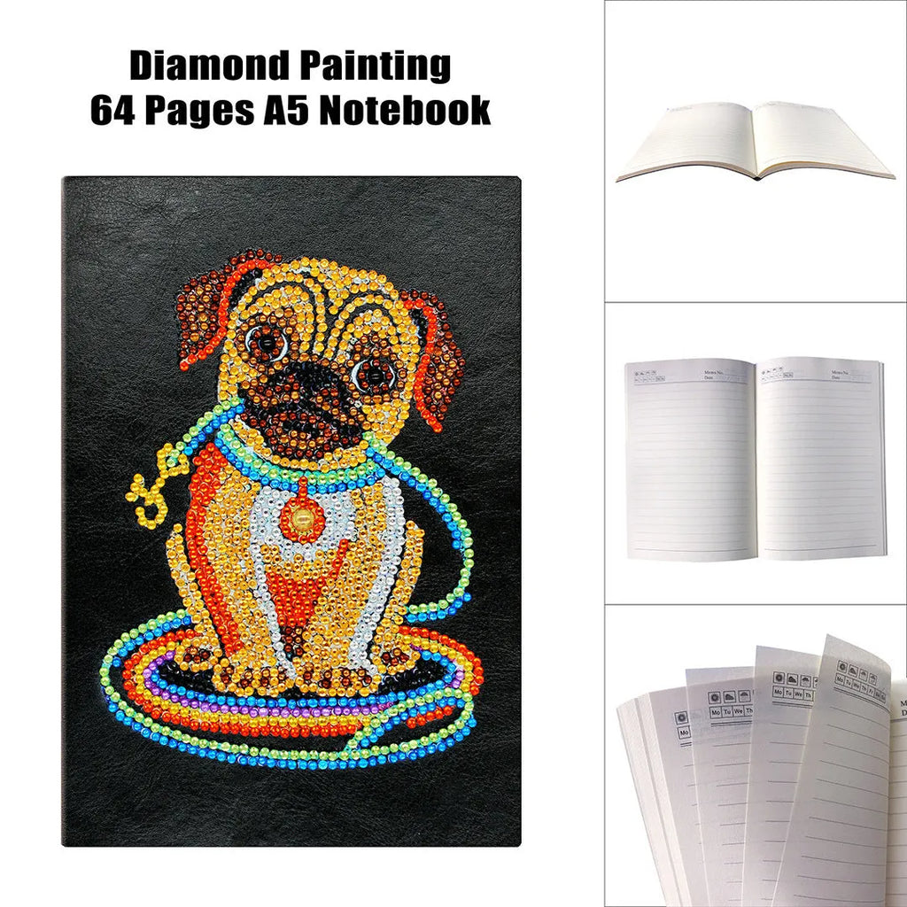 Black A5 diamond painting notebook showing 50 pages for craft project organisation