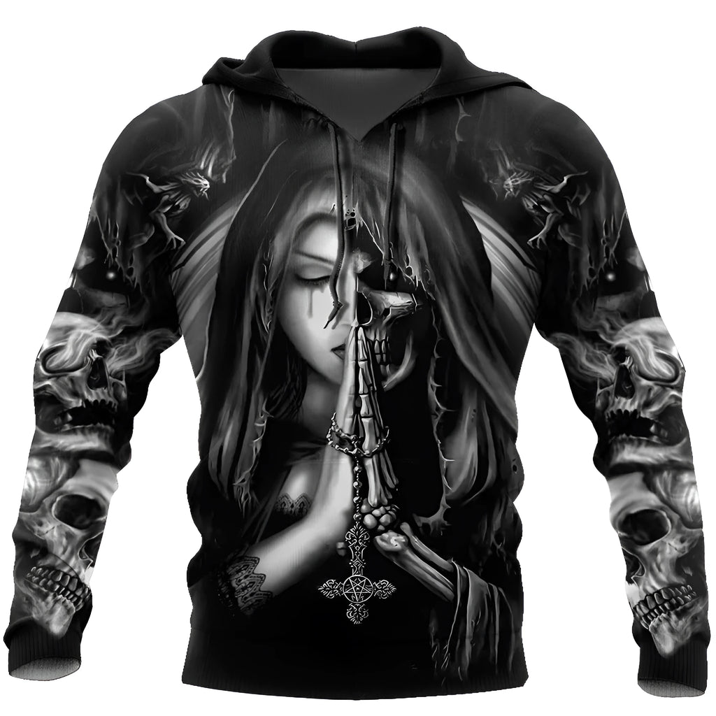 Halloween skull anime 3D printed hooded sweatshirt in casual long sleeve design