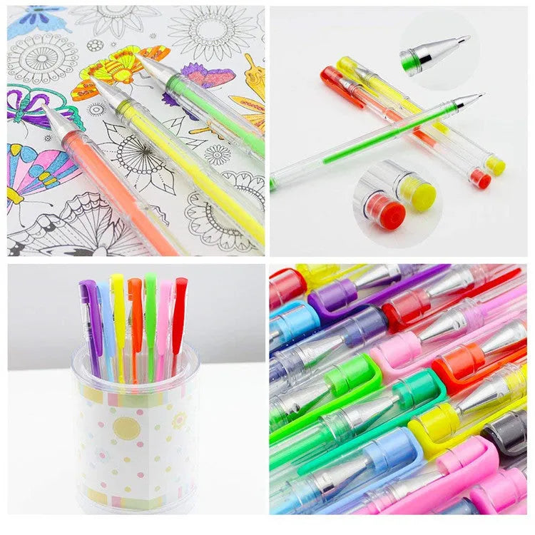 100 gel pens in assorted colours with 0.5mm and 1mm tip options for office use