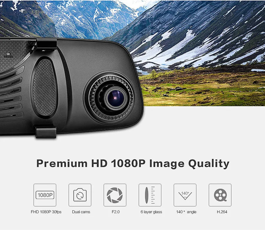 8 inch 4G Android cloud mirror driving recorder with 7.84 inch IPS touch screen showing rearview camera view