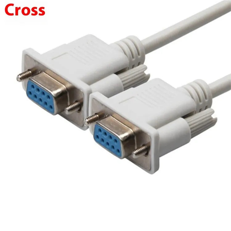 DB9 female to female RS232 serial cable 1.5 metres long in milky white colour