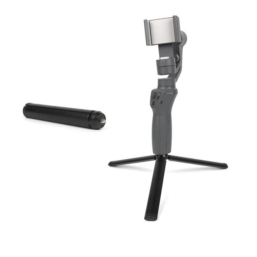 Black aluminium alloy mobile phone tripod stabiliser with PTZ functionality compatible with Apple iPhones