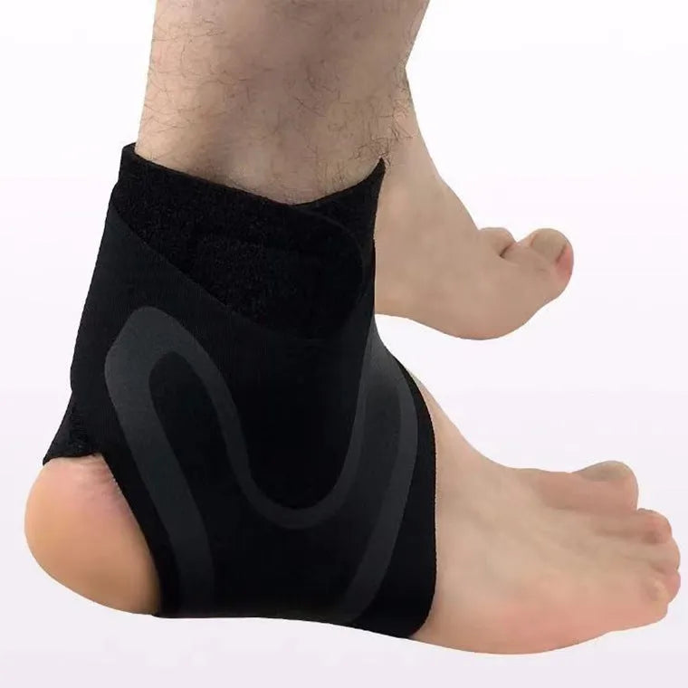 Ankle support brace for sports injury recovery showing left and right versions in three sizes