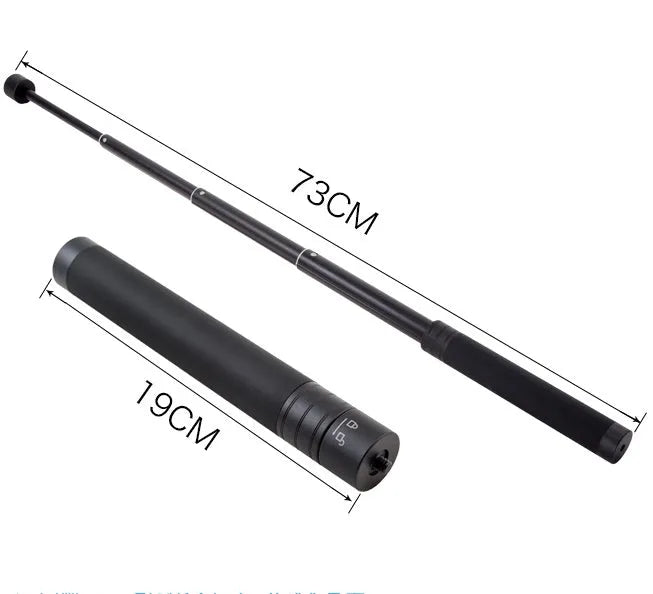 Black retractable selfie stick with extended length and phone mount attachment for mobile photography