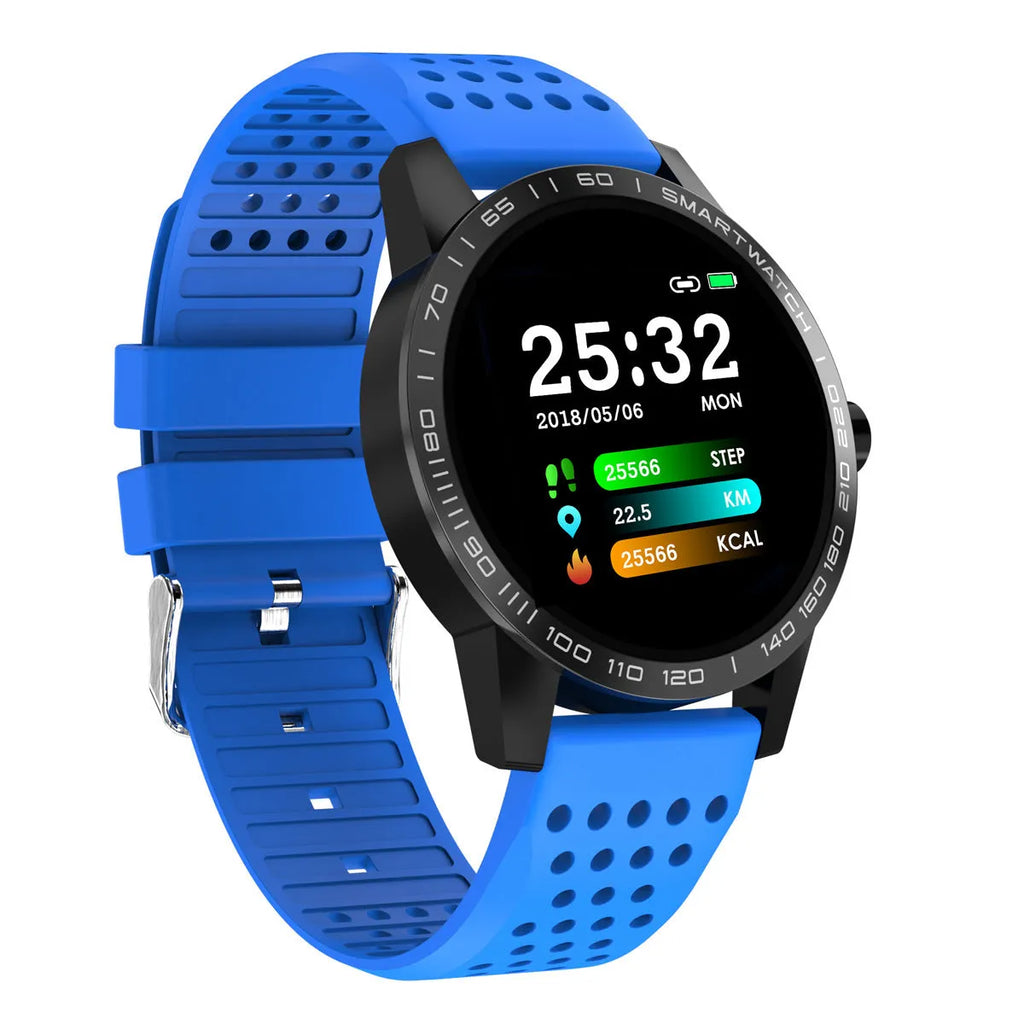 T2 smart bracelet with colour screen showing heart rate monitoring display in black or blue colour