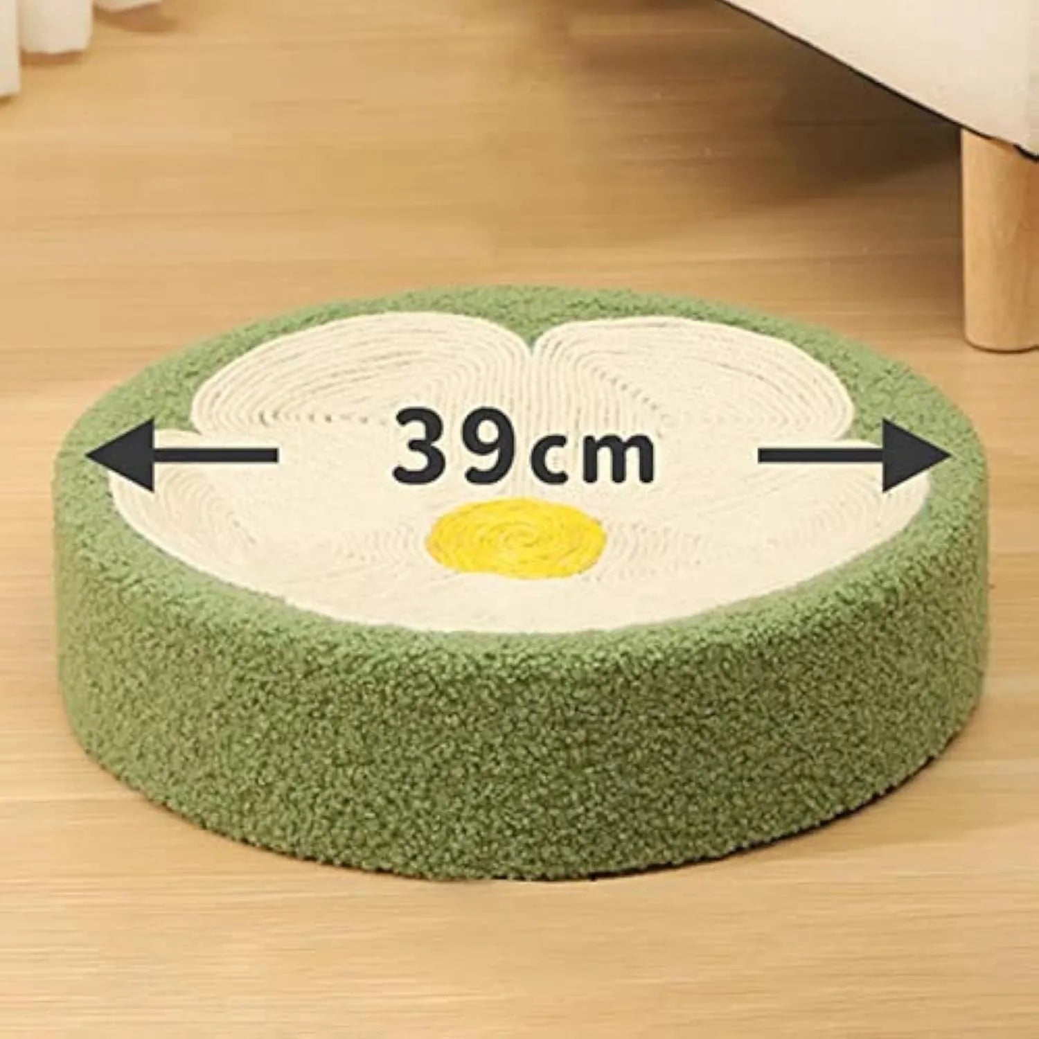 Green round sisal cat scratcher bowl bed for scratching and lounging