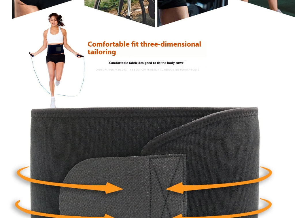 Neoprene lumbar support belt for running and fitness sports in black colour