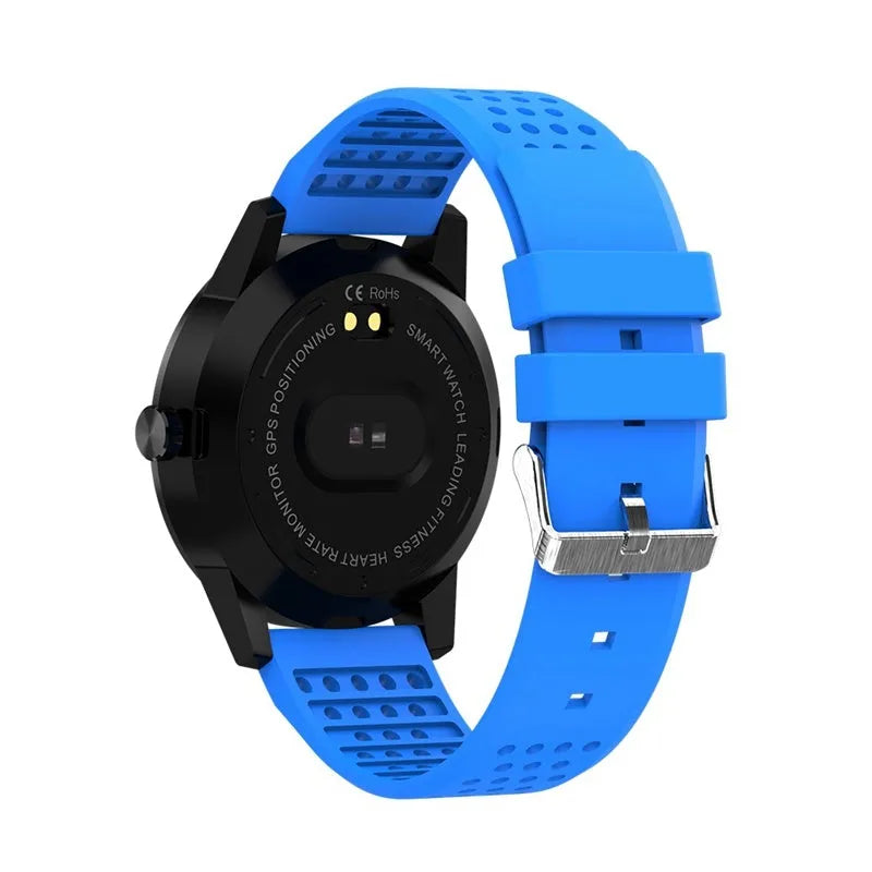 T2 smart bracelet with colour screen showing heart rate monitoring display in black or blue colour