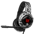 ONIKUMA K19 gaming headset with RGB LED lighting on earcups, black colour, connected via 3.5mm jack and USB