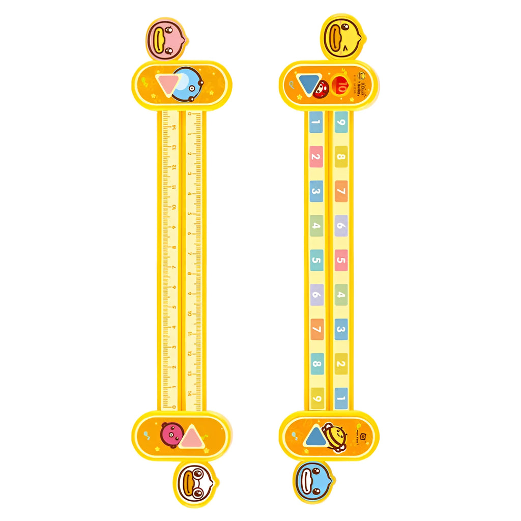 Yellow plastic cartoon digital decomposition ruler for children's maths education measuring 24.5cm