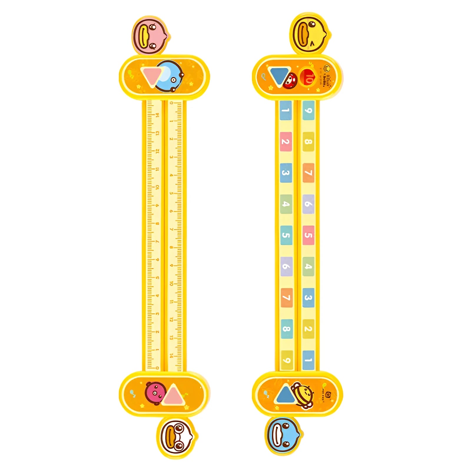 Yellow plastic cartoon digital decomposition ruler for children's maths education measuring 24.5cm