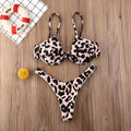 Women's sexy bikini made of spandex in black, blue, and leopard print