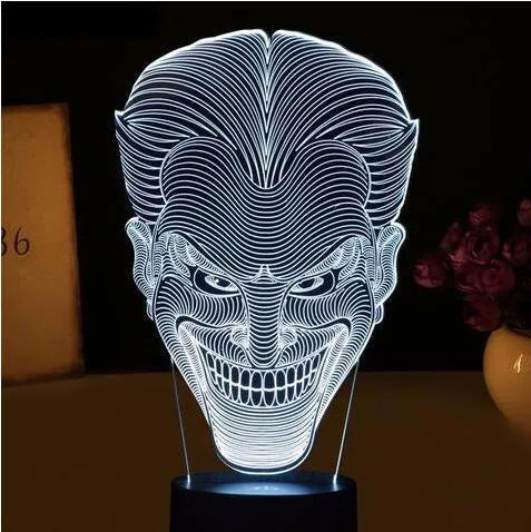 USB-powered 3D LED colour lamp with remote control showing seven adjustable lighting options