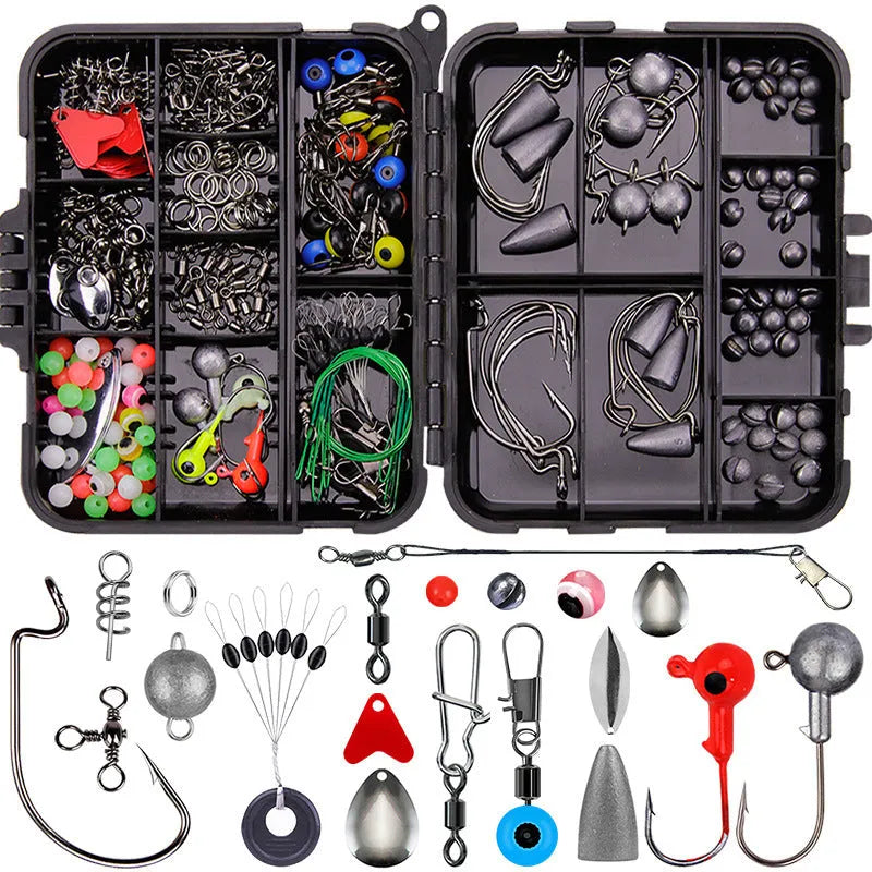 Weihe 257 piece fishing lure accessories kit in ABS plastic storage box for Texas, sea and rock fishing