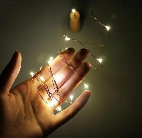 Flexible silver wire LED string lights with cork stopper for wine bottle decoration