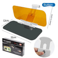 Telescopic anti-glare car sun visor with acrylic lens shown mounted in a vehicle.