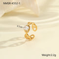 Stainless steel geometric zircon ring with open mouth adjustable design on a woman's hand.