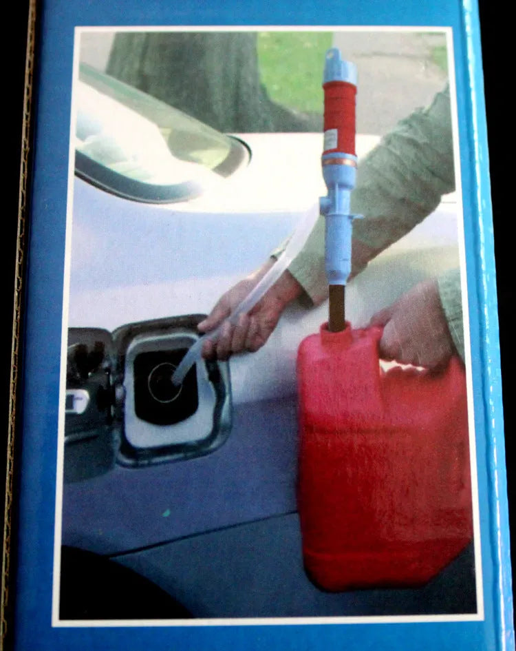 Blue manual hand pump for siphoning fuel and water