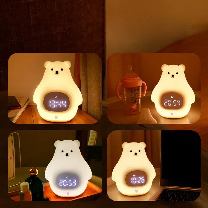 Big white bear silicone night light with remote control and timer functions