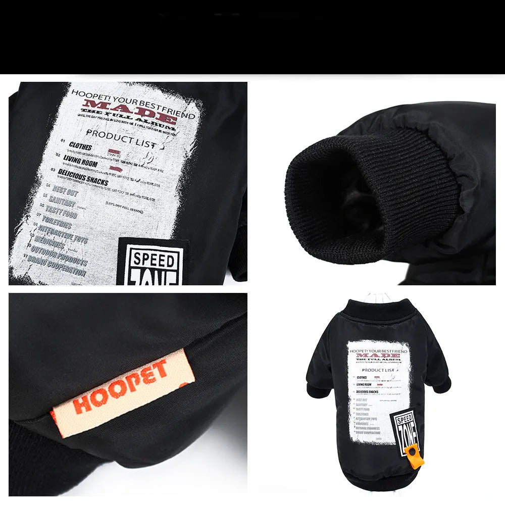 Printed cotton dog clothes winter casual black colour pet clothing for small medium dogs