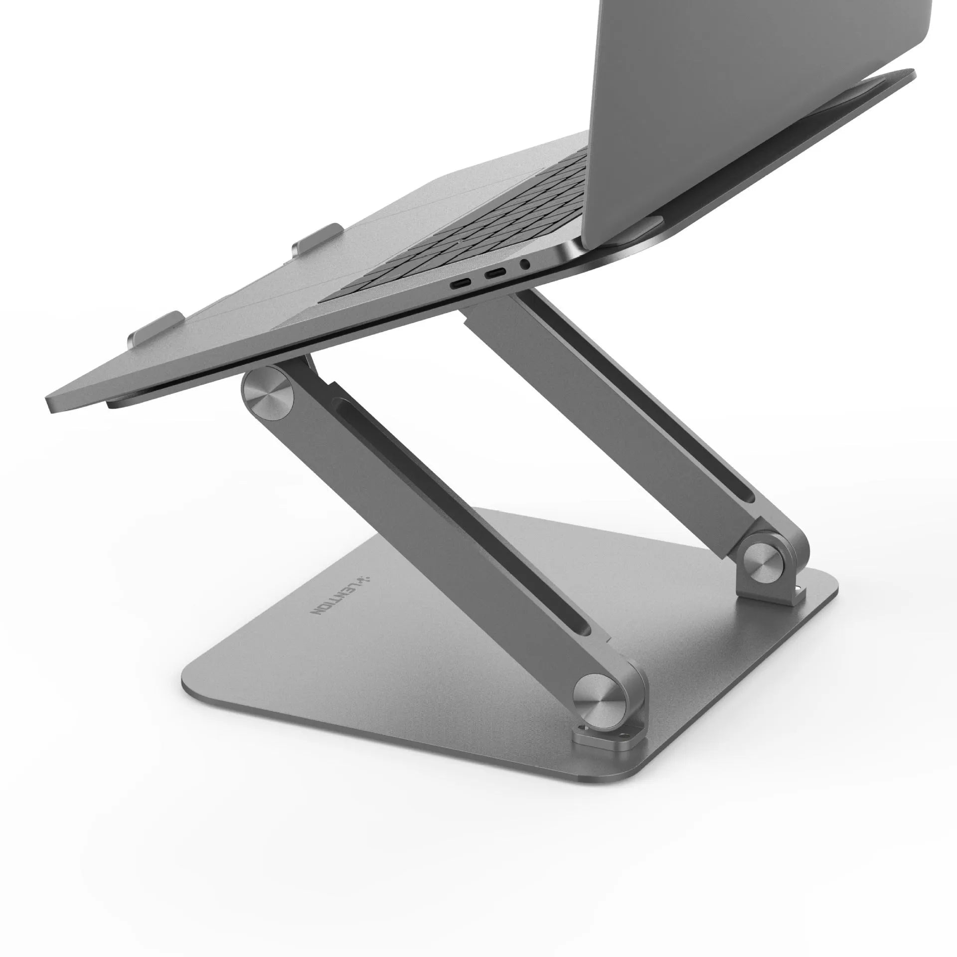 Aluminium alloy multi-angle notebook stand in space gray colour on a desk