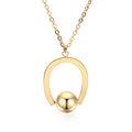 Adjustable stainless steel bead chain necklace with geometric pendant in gold electroplated finish
