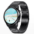 LEMFO LF26 smart bracelet in brown and black with 1.3-inch touchscreen displayed.