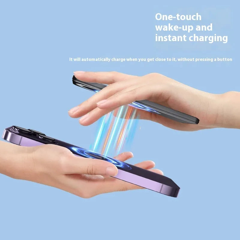 Ultra-thin magnetic power bank in black silver grey violet with 10000mAh or 5000mAh capacity for iPhone charging