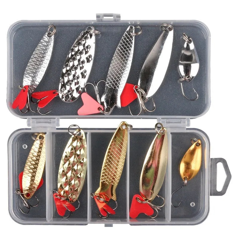 Pineapple design fishing lure with metal sequins on a box iron false bait body