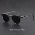 Ultra-light retro sunglasses with oval frame and polarized grey lenses
