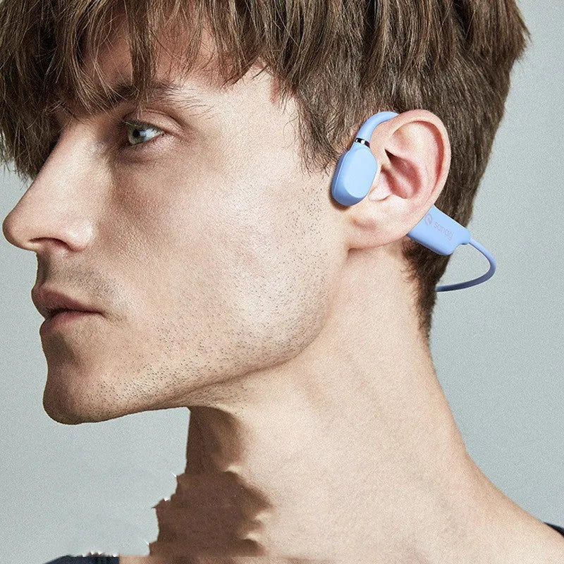 Wireless bone conduction Bluetooth headset with hanging neck design in six colour options