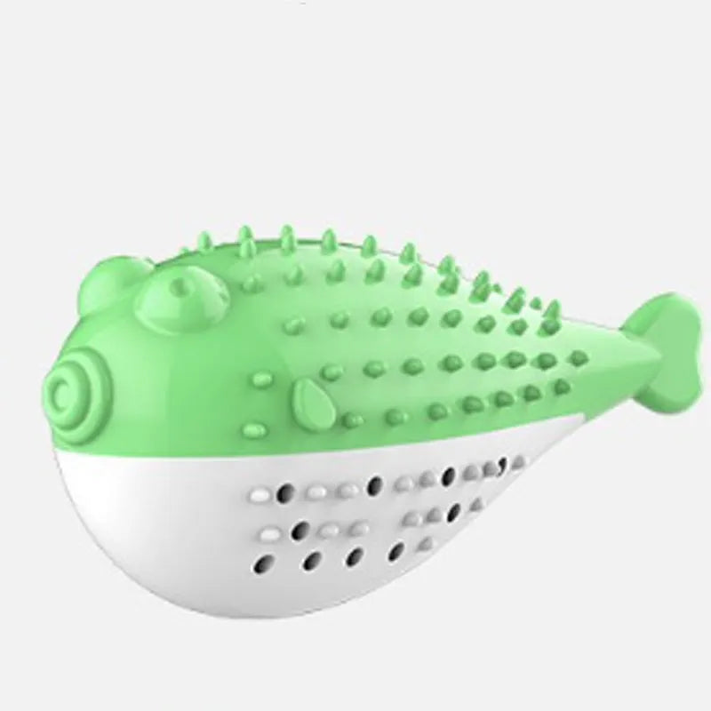 Blue silicone fish-shaped cat chew toy and teaser on a white background.
