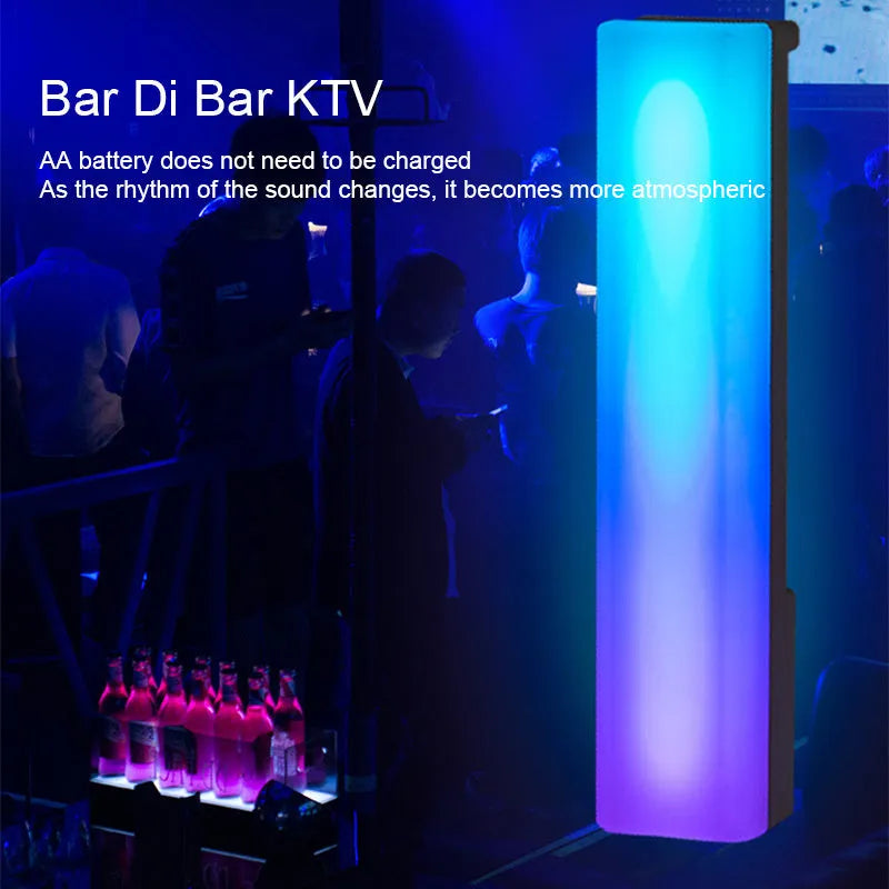 3D RGB tabletop ambiance lamp with voice-activated rhythm lights in black or white shell.