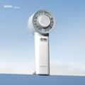 Handheld turbo jet fan in white with brushless motor and ice-cool function