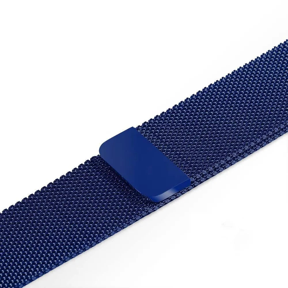 Stainless steel watch replacement strap in silver, showing buckle and 22mm width, for 38mm to 44mm watch cases.