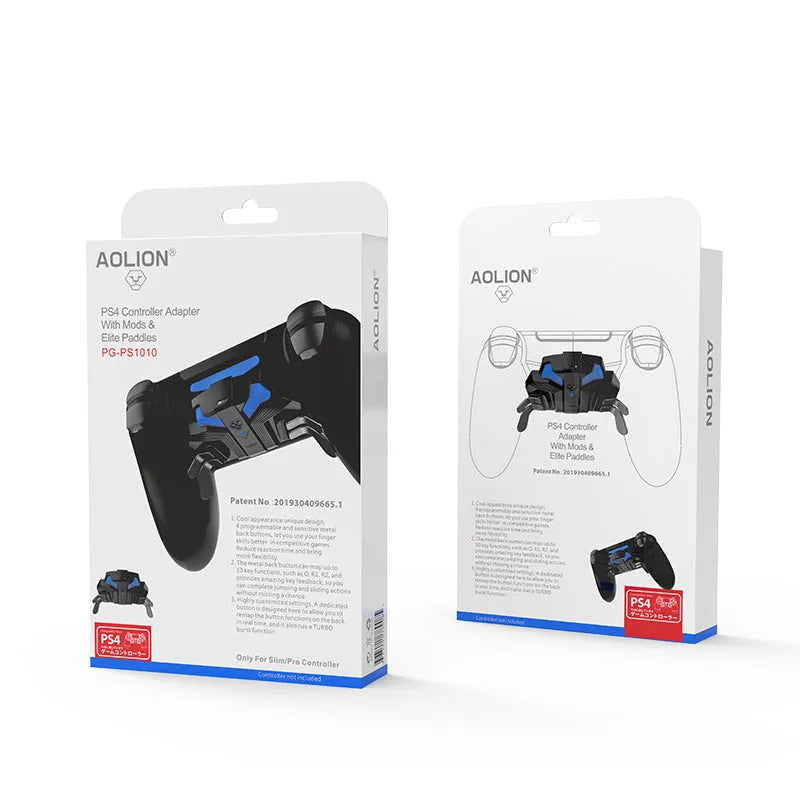Black PS4 gamepad back button adapter with Type-C port and 3.5mm audio jack