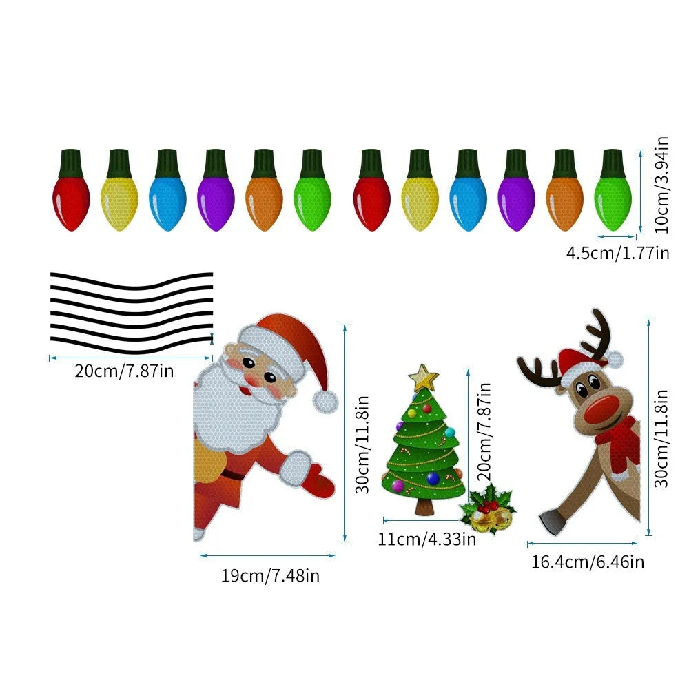 Medium Christmas elk reflective magnetic car decoration sticker with cartoon design